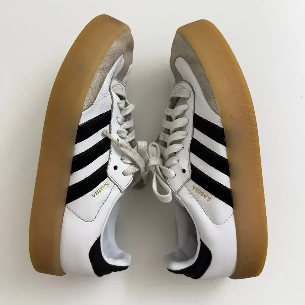 Adidas Sambae Samba Sneakers Women's 7 Black White Gum Casual Preppy Minimalist